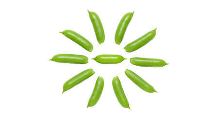 green peans in pea pod png. fresh green beans full of vitamins isolated. green pea pod top view flat lay isolated. healthy beans for vegan vegetarian summer eating isolated