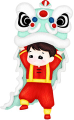 Cute Watercolor Chinese New Year Kids Clipart