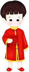 Cute Watercolor Chinese New Year Kids Clipart