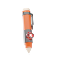3D Smart AI Ballpoint Pen Icon with Futuristic Writing Technology Design