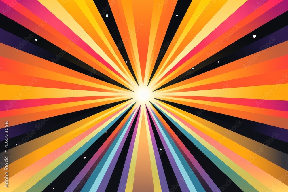 Poster sun ray abstract graphics pattern.