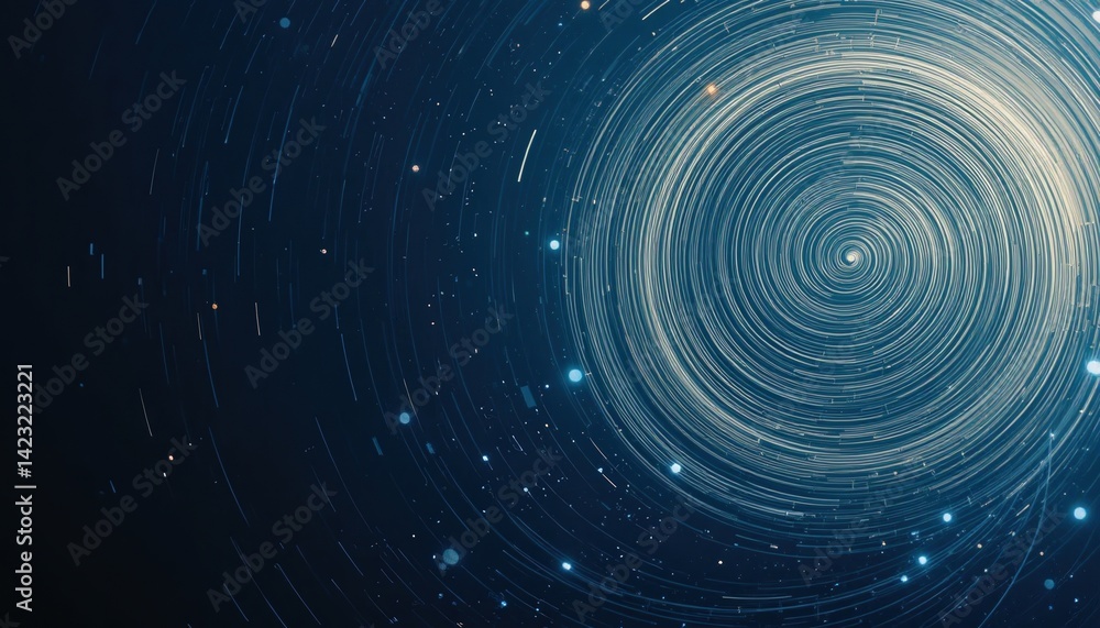 Poster dynamic spiral motion of stars cosmic space abstract animation dark background aerial view cosmic en