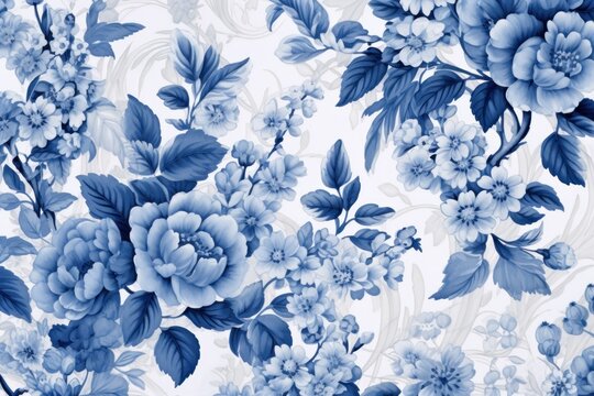 Aesthetic Vera Bradley Blue Toile Foliage pattern plant inflorescence.