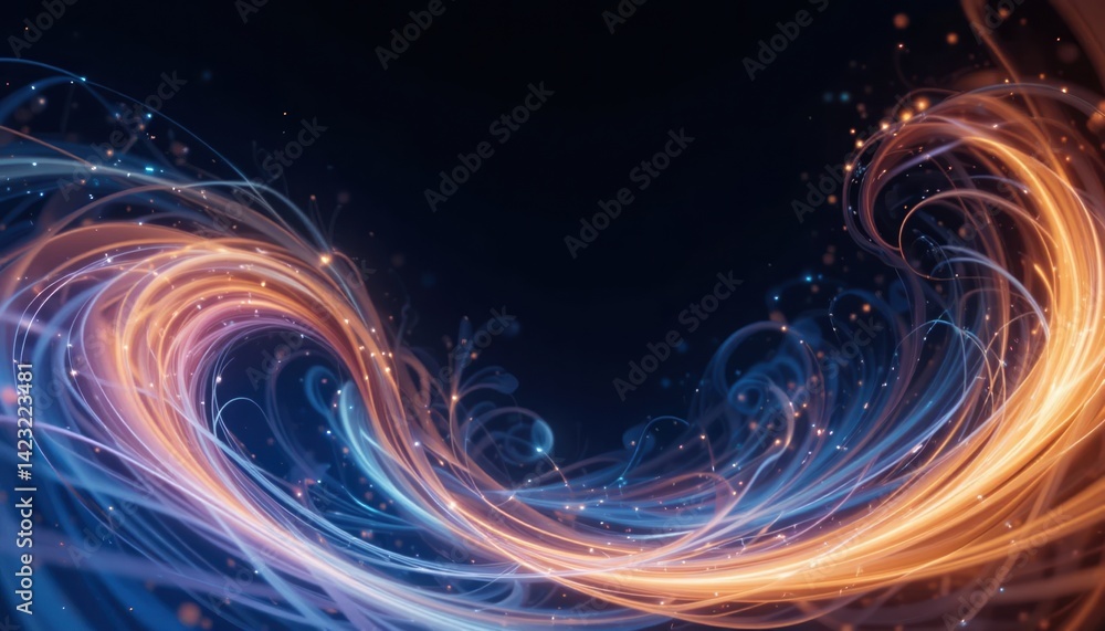 Poster dynamic light trails create engaging visuals in abstract art digital space graphic design colorful e