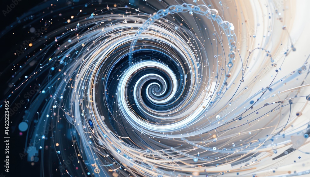 Poster dynamic swirling motion abstract universe digital art deep space close-up energy flow and cosmic pat