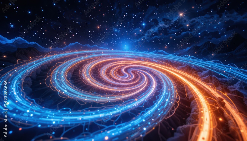 Poster exploring cosmic spirals a stunning visual journey through the universe digital art outer space abst