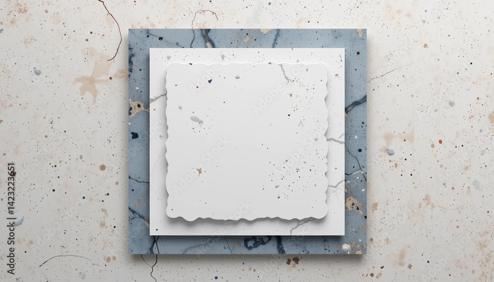 Poster artistic blank canvas display on marble background creative design showcase abstract visuals modern 