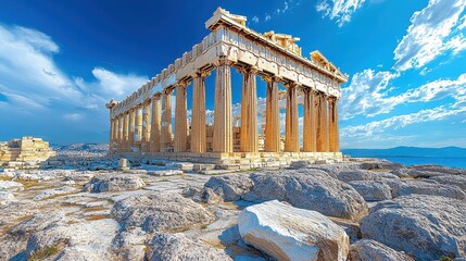Obraz premium Majestic Parthenon, a testament to ancient Greek architecture.