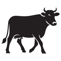 Smooth cow icon silhouette with simplified vector layout for easy use – cow silhouette – cow vector – cow illustration – silhouette of cow – cow icon

