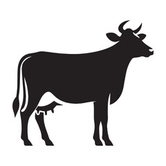 Dynamic cow silhouette illustration with vector sharpness for clarity – cow silhouette – cow vector – cow illustration – silhouette of cow – cow icon

