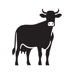 Artistic cow vector silhouette highlighting gentle curves and soft edges – cow silhouette – cow vector – cow illustration – silhouette of cow – cow icon

