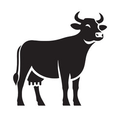 High-contrast vector silhouette of cow designed for clean art projects – cow silhouette – cow vector – cow illustration – silhouette of cow – cow icon


