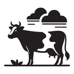 Abstract yet recognizable cow silhouette vector for flat design style – cow silhouette – cow vector – cow illustration – silhouette of cow – cow icon

