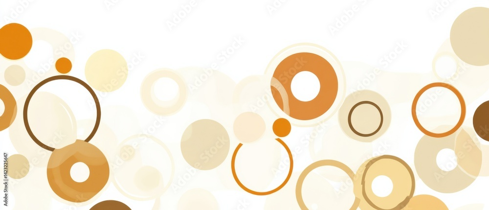 Aufkleber abstract background of beige and brown circles and rings with retro style, creating a modern and ele