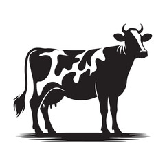 Smooth cow vector silhouette with sharp lines for creative artwork – cow silhouette – cow vector – cow illustration – silhouette of cow – cow icon

