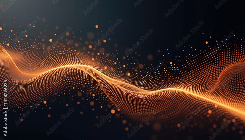 Poster dynamic wave patterns abstract visuals digital art dark background close-up motion and energy concep