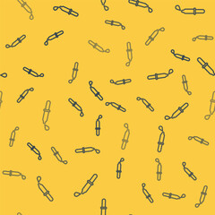 Blue line Pipette icon isolated seamless pattern on yellow background. Element of medical, chemistry lab equipment. Pipette with drop. Medicine symbol. Vector