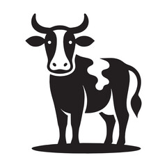 Strong cow silhouette designed for flat vector art and logos – cow silhouette – cow vector – cow illustration – silhouette of cow – cow icon

