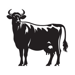 Abstract cow vector silhouette highlighting minimalist illustration style – cow silhouette – cow vector – cow illustration – silhouette of cow – cow icon


