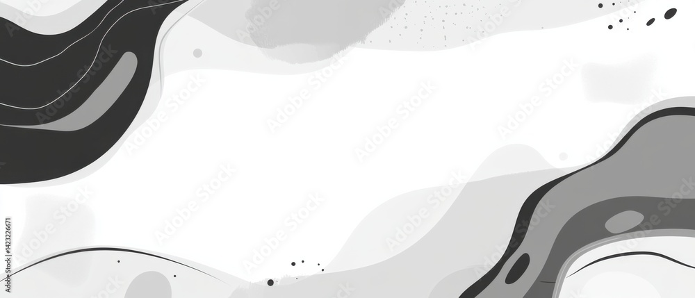 Poster abstract gray and white flowing shapes background with minimalist design for modern presentation or 