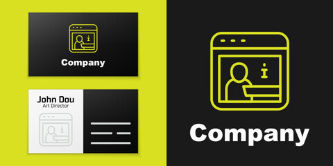 Logotype line Information icon isolated on black background. Logo design template element. Vector