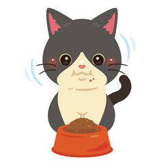 食事中の猫のイラスト