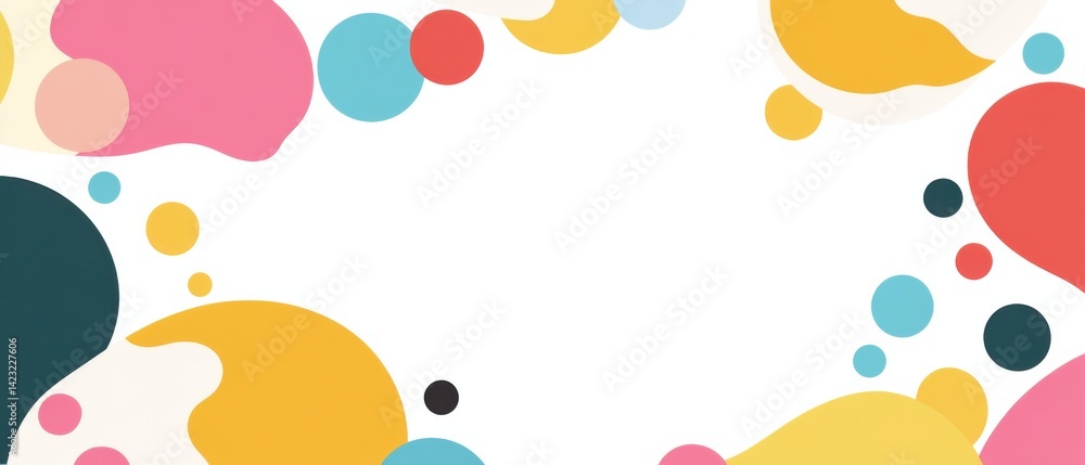 Poster playful colorful abstract background with geometric shapes and copy space for kids design or present