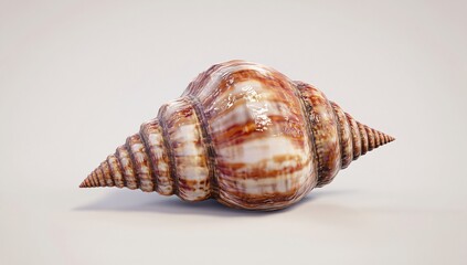 Beautiful Spiral Seashell on White Background Ocean Theme Summer Vacation Decor