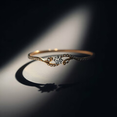 The image displays a close-up, well-lit shot of a decorative bangle or bracelet, emphasizing its intricate design and sparkling stones ai.

