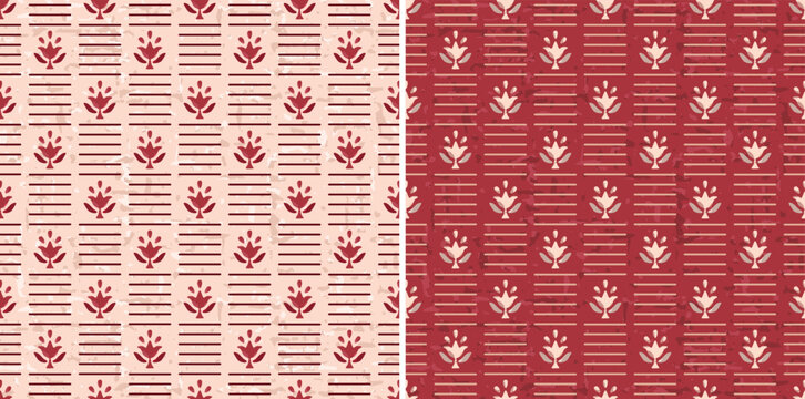 Mughal Motif and Stripes Collab with Textured Background Block Print Repeat Vector Print