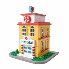 Fototapeta premium 3d hospital on white background, 3d hospital icon, 3d hospital building, 3d hospital building icon