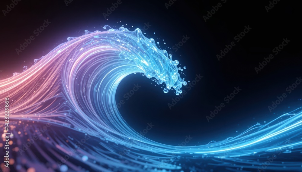 Poster dynamic water wave motion ocean digital art abstract environment close-up viewpoint fluid dynamics c