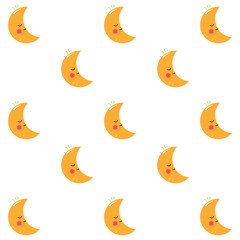 Delicate pattern for children's room, clothes or textiles with a funny moon