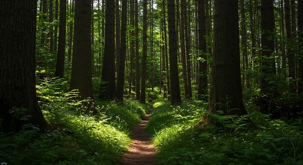 Fototapeta premium Forest Path Sunlight Trees Nature