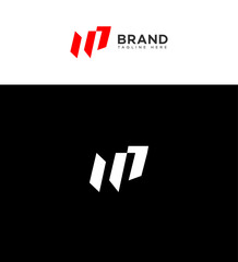 MP Modern Minimalist Red White Logo Design Brand Identity