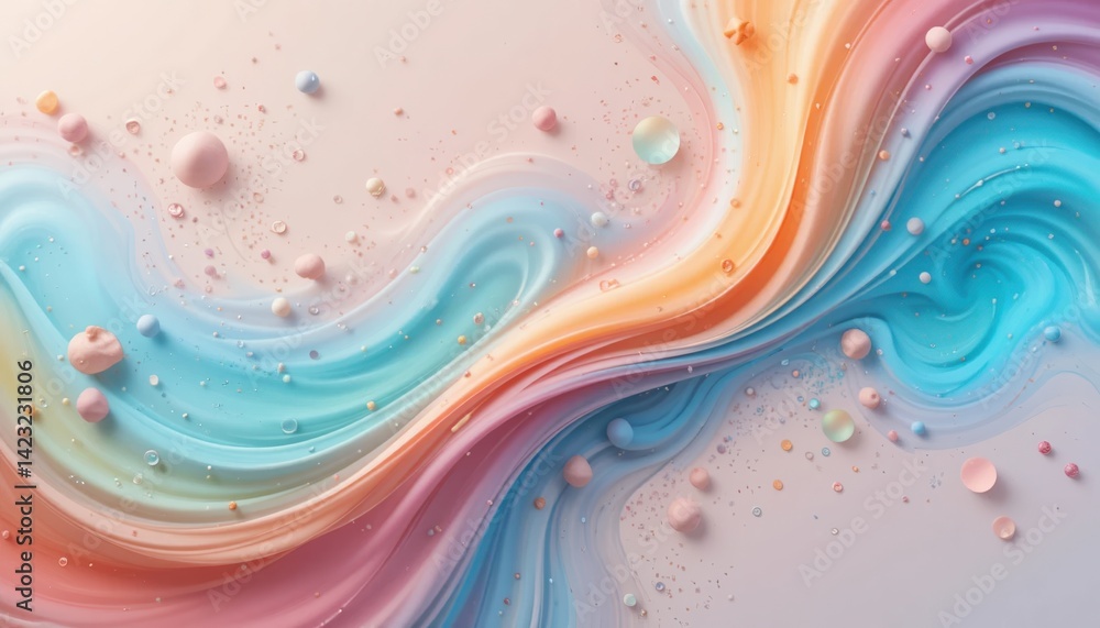 Poster dynamic swirl of pastel colors abstract art digital composition soft and dreamy environment close-up
