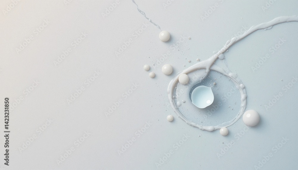 Poster droplets forming circle patterns on surface abstract art creation minimalistic environment close-up 