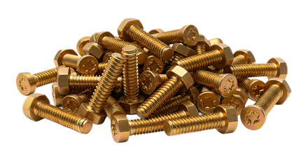 pile of screws on white transparent background PNG