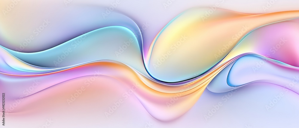 Aufkleber abstract flowing pastel gradient waves background with smooth curves and vibrant colors concept of f