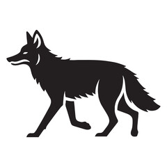 High-definition vector of coyote silhouette with intricate detailing – coyote silhouette – coyote vector – coyote illustration – silhouette of coyote – coyote icon

