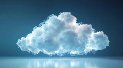 Abstract cloud computing network digital technology concept image 3d web data blue mesh white light