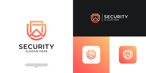 Shield security logo design inspiration.