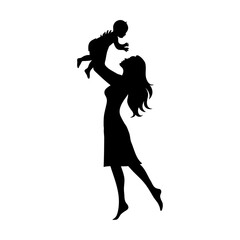 Mother and Baby Silhouette: Joyful Toss