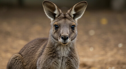 Kangaroo Resting Headshot Alert and Curious in Nature