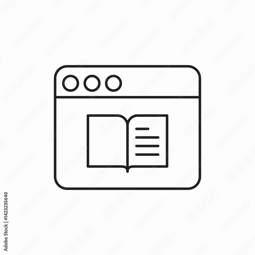 Poster browser reading book window icon vector sign