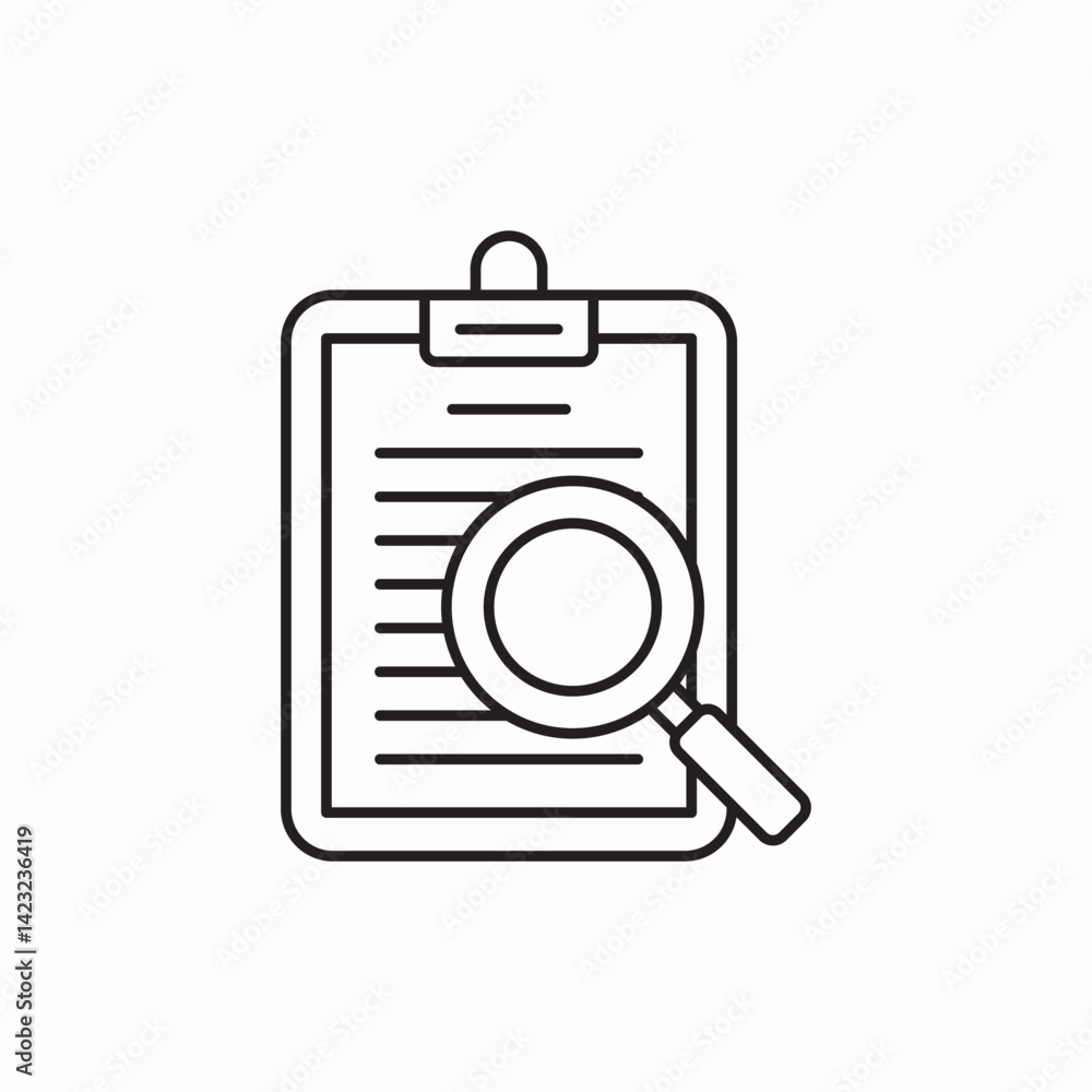 Poster document search magnifier find icon vector sign