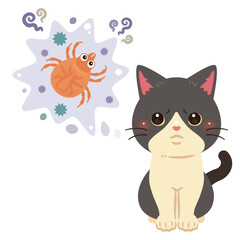 考え事をする猫のイラスト