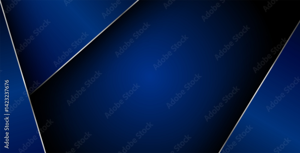 Wall mural blue gradient color with silver list geometric triangle vector background overlap layer on black spa