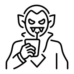 A linear style icon showing a vampire drink 
