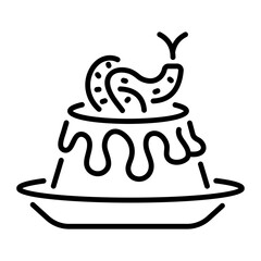 A linear style icon of halloween creepy food 